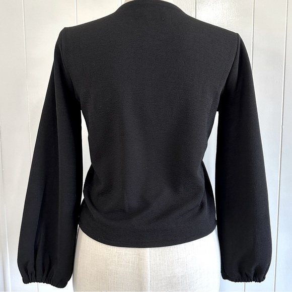Madewell Texture & Thread Black Stretch Crepe Wrap Top M - Picture 6 of 8